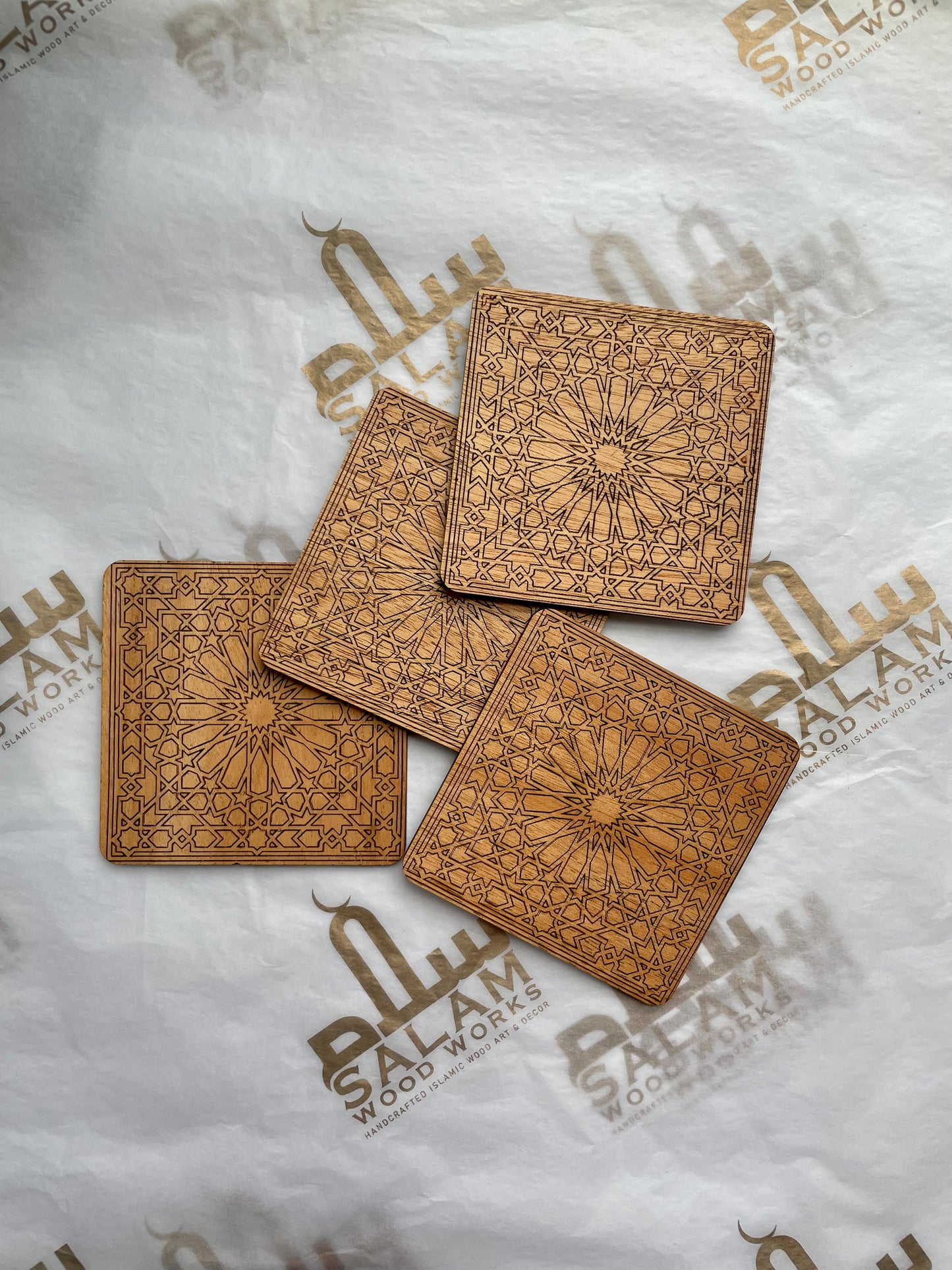 Solid Wood Square 4-inch Coasters