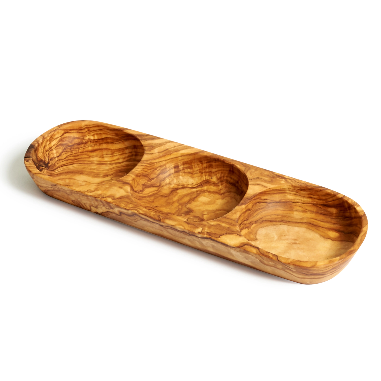 Olive Wood 3 Section Serving Tray